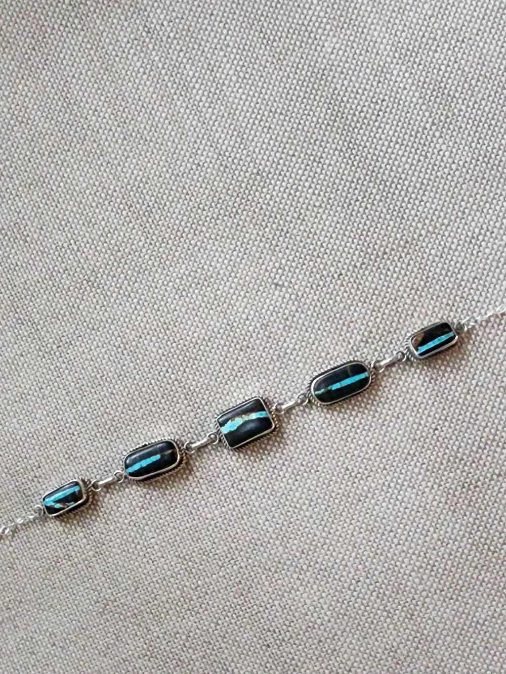 Blackjack Turquoise Sterling Silver Choker Necklace By NAVAJO Artist